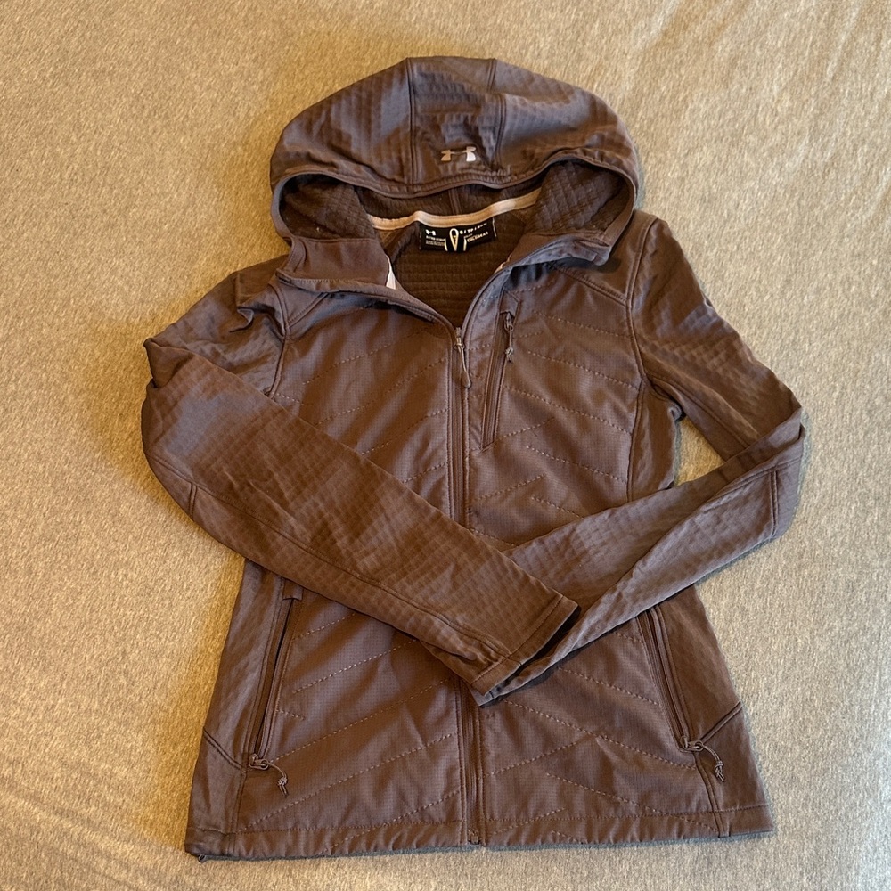 Women's Under Armor light Purplish Grey Hooded Runner Jacket
